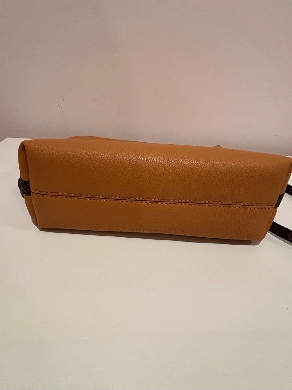Chain-Accent Crossbody Bag in Tan